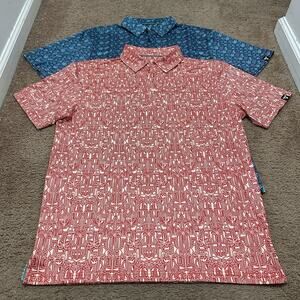 Lot Of 2 DTWOOO Golf Polo Shirts Tropical Size Medium